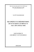 địa vị pháp lý của thẩm phán trong xét xử sơ thẩm vụ án hình sự từ thực tiễn tỉnh bắc ninh