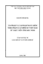 Tái phạm và tái phạm nguy hiểm theo pháp luật hình sự việt nam từ thực tiễn tỉnh bắc ninh