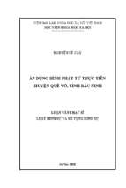 áp dụng hình phạt từ thực tiễn huyện quế võ, tỉnh bắc ninh