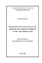 Bảo đảm nguyên tắc suy đoán vô tội trong xét xử sơ thẩm vụ án hình sự từ thực tiễn tỉnh bắc ninh