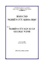 Nghiên cứu sản xuất giá đậu nành