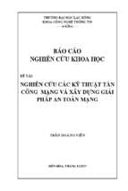 Nghiên cứu các kỹ thuật tấn công mạng và xây dựng giải pháp an toàn mạng: