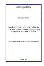 Nghiên cứu cấu trúc, tính chất điện và huỳnh quang của vật liệu lai nano sử dụng trong chiếu sáng mới.