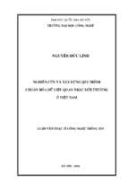 Nghiên cứu và xây dựng qui trình chuẩn hóa dữ liệu quan trắc môi trường ở việt nam luận