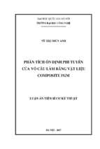 Phân tích ổn định phi tuyến của vỏ cầu làm bằng vật liệu composite fgm.