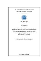 Dân ca trong đời sống văn hóa của người khmer đồng bằng sông cửu long