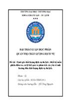 Thảo luận nhóm tmu đánh giá chất lượng dịch vụ du lịch  thiết kế mẫu phiếu điều tra, xử lý kết quả và phân tích các yếu tố ảnh hưởng đến chất lượng dịch vụ du lịch