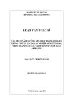 Các yếu tố ảnh hưởng đến thực trạng công bố thông tin của các doanh nghiệp niêm yết hose, nhóm ngành sản xuất, kinh doanh và đề xuất giải pháp