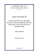 Chính sách và pháp luật điều chỉnh hoạt động thương mại biên mậu việt nam  trung quốc và thực tiễn áp dụng tại tỉnh quảng ninh