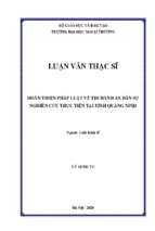 Hoàn thiện pháp luật về thi hành án dân sự   nghiên cứu thực tiễn tại tỉnh quảng ninh