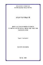 Pháp luật trách nhiệm sản phẩm và những vấn đề đặt ra trong việc thực thi tại quảng ninh