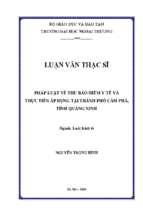 Pháp luật về thu bảo hiểm y tế và thực tiễn áp dụng tại thành phố cẩm phả, tỉnh quảng ninh