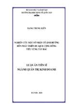 Nghiên cứu một số nhân tố ảnh hưởng đến phát triển du lịch cộng đồng tiểu vùng tây bắc