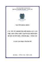 Các yếu tố ảnh hưởng đến động lực làm việc cho công chức tại uỷ ban nhân dân huyện xuyên mộc, tỉnh bà rịa   vũng tàu