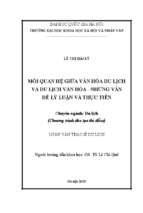 Mối quan hệ giữa văn hóa du lịch và du lịch văn hóa những vấn đề lý luận và thực tiễn