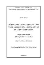 Mối quan hệ giữa văn hóa du lịch và du lịch văn hóa những vấn đề lý luận và thực tiễn