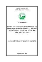 Nghiên cứu ảnh hưởng phát triển đô thị đến sử dụng đất nông nghiệp và đời sống người dân của thành phố thanh hóa giai đoạn 2013   2017