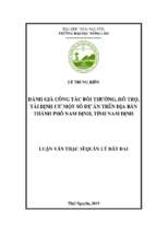 đánh giá công tác bồi thường, hỗ trợ, tái định cư một số dự án trên địa bàn thành phố nam định, tỉnh nam định