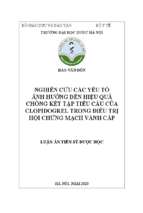 Nghiên cứu các yếu tố ảnh hưởng đến hiệu quả chống kết tập tiểu cầu của clopidohrel trong điều trị hội chứng mạch vành cấp