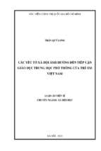 Các yếu tố xã hội ảnh hưởng đến tiếp cận giáo dục trung học phổ thông của trẻ em việt nam