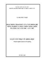 Hoạt động tham mưu của văn phòng bộ nông nghiệp và phát triển nông thôn về công tác văn thư   lưu trữ​