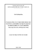 ứng dụng công tác xã hội nhóm trong việc ngăn ngừa, giảm thiểu tác hại của bạo lực gia đình​