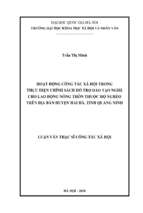 Hoạt động công tác xã hội trong thực hiện chính sách hỗ trợ đào tạo nghề cho lao động nông thôn thuộc hộ nghèo trên địa bàn huyện hải hà, tỉnh quảng ninh​