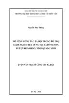 Mô hình công tác xã hội trong hỗ trợ giảm nghèo bền vững tại xã đồng sơn, huyện hoành bồ, tỉnh quảng ninh​