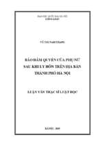 Bảo đảm quyền của phụ nữ sau khi ly hôn trên địa bàn thành phố hà nội​