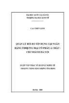 Quản lý rủi ro tín dụng tại ngân hàng thương mại cổ phần á châu – chi nhánh hà nội