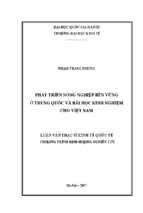 Phát triển nông nghiệp bền vững ở trung quốc và bài học kinh nghiệm cho việt nam