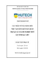 Các nhân tố tác động đến việc vận dụng kế toán quản trị tại các doanh nghiệp thủy sản tỉnh bạc liêu