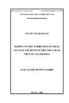 Nghiên cứu một số biện pháp kỹ thuật sản xuất chè búp tươi theo tiêu chuẩn vietgap tại lâm đồng