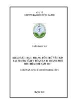 Khảo sát thực trạng tồn trữ vắc xin  tại trung tâm y tế quận 11 thành phố hồ chí minh năm 2017