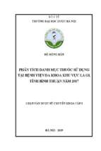 Phân tích danh mục thuốc sử dụng tại bệnh viện đa khoa khu vực la gi, tỉnh bình thuận năm 2017