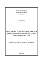 Nâng cao chất lượng hoạt động kiểm toán nội bộ tại ngân hàng thương mại cổ phần công thương việt nam