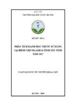 Phân tích danh mục thuốc sử dụng  tại bệnh viện đa khoa tỉnh tây ninh  năm 2017 