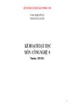 Kế hoạch dạy học môn công nghệ 8 chuẩn ktkn mới nhất