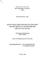 Quản lý hoạt động giáo dục kỹ năng sống cho học sinh ở các trường tiểu học khu vực tây nguyên