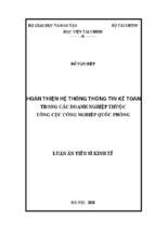 Luận án tiến sĩ hoàn thiện hệ thống thông tin kế toán trong các doanh nghiệp thuộc tổng cục công nghiệp quốc phòng