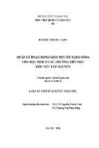 Luận án tiến sĩ quản lý hoạt động giáo dục kỹ năng sống cho học sinh ở các trường tiểu học khu vực tây nguyên