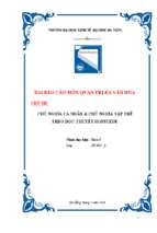 Tiểu luận môn quản trị đa văn hóa chủ nghĩa cá nhân và chủ nghĩa tập thể theo học thuyết hofstede