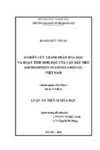 Nghiên cứu thành phần hóa học và hoạt tính sinh học của cây râu mèo (orthosiphon stamineus benth) việt nam