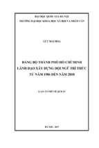 đảng bộ thành phố hồ chí minh lãnh đạo xây dựng đội ngũ trí thức từ năm 1986 đến năm 2010​