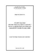 Tổ chức dạy học chương mắt.các dụng cụ quang vật lý 11 nhằm nâng cao năng lực giải quyết vấn đề của học sinh​