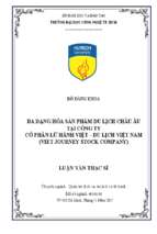 đa dạng hóa sản phẩm du lịch châu âu tại công ty cổ phần lữ hành việt   du lịch việt nam (viet journey stock company)​