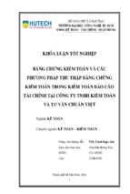 Bằng chứng kiểm toán và các phương pháp thu thập bằng chứng kiểm toán trong kiểm toán báo cáo tài chính tại công ty tnhh kiểm toán và tư vấn chuẩn việt​