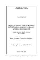 Dạy học sinh học ở trường trung học phổ thông theo định hướng giáo dục kinh doanh cho học sinh