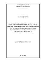 Phát triển năng lực giải quyết vấn đề cho học sinh trung học phổ thông thông qua dạy học tích hợp nội dung axit cacboxylic   hóa học 11​