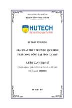 Giải pháp phát triển du lịch sinh thái cộng đồng tại tỉnh cà mau​